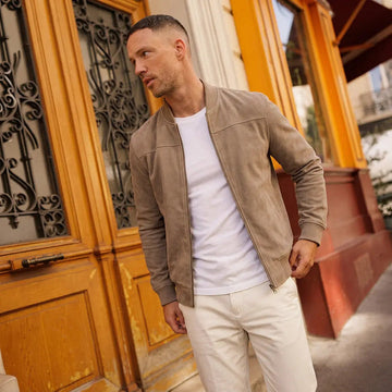 Chaqueta de Estilo Urbano para Hombre – Acabado Suede Premium